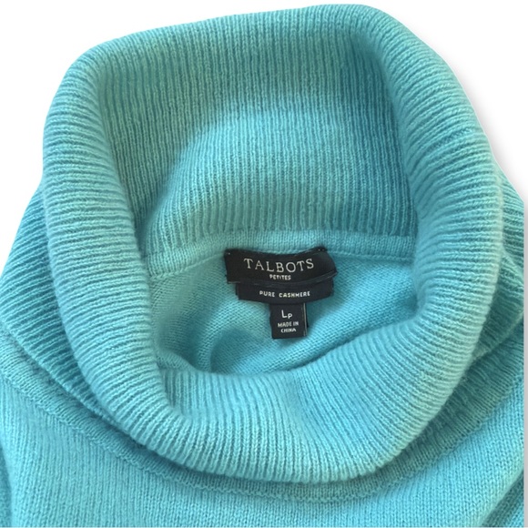 Talbots | Turquoise Cashmere Turtleneck Sweater - Picture 2 of 6
